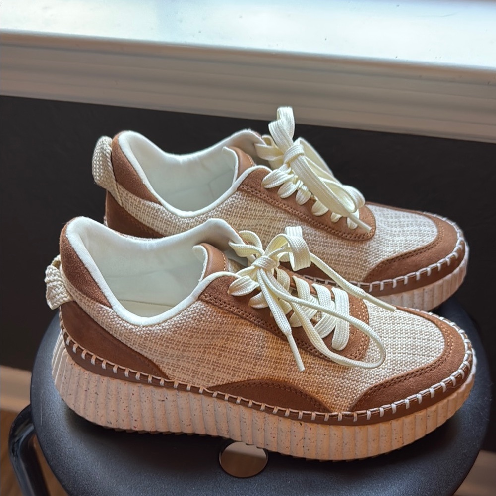 Woven Beige and Tan Sneakers